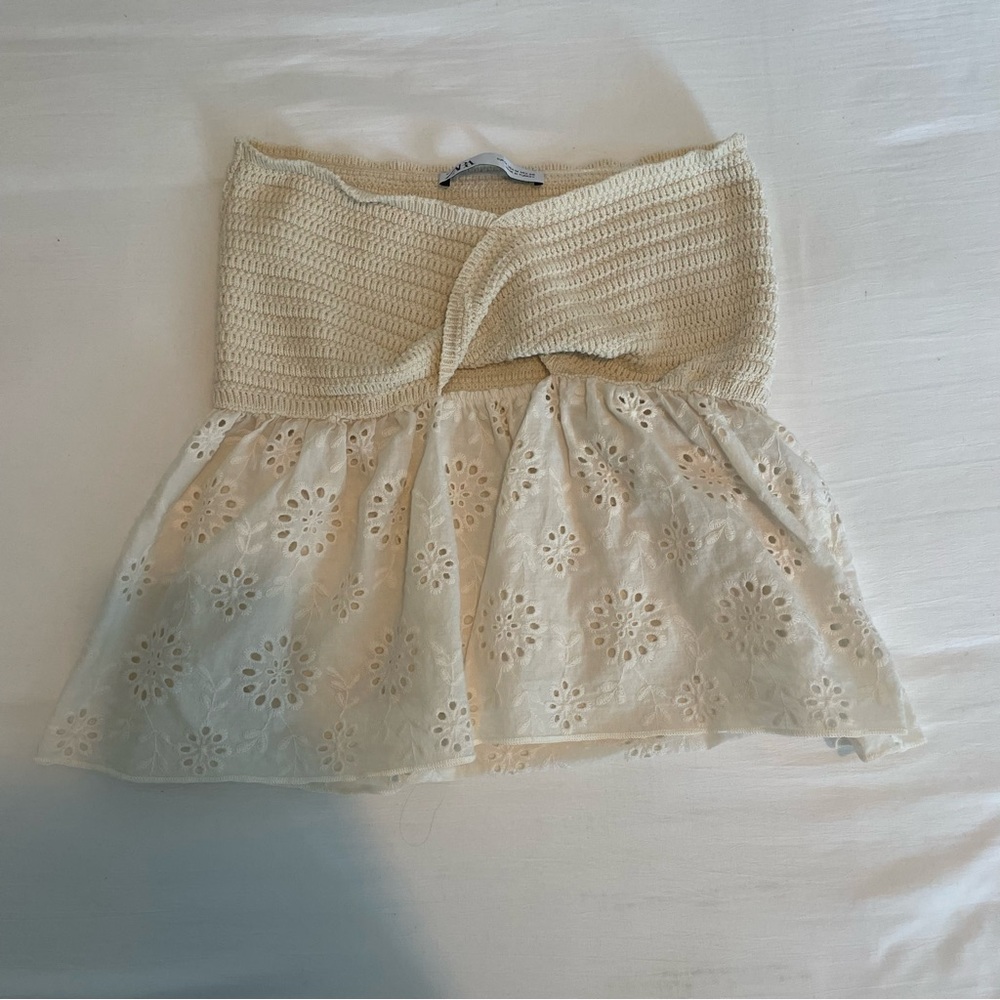 Zara Cream Strapless Top. Size M. Perfect Condition